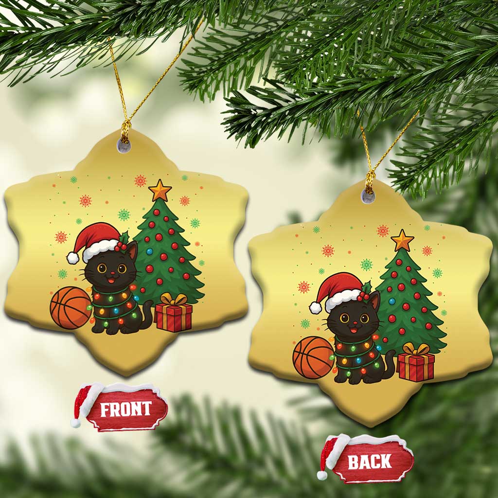 Funny Xmas Black Cat Christmas Ornament Gift For Cat Lover TS12 Snow Flake Gold Print Your Wear