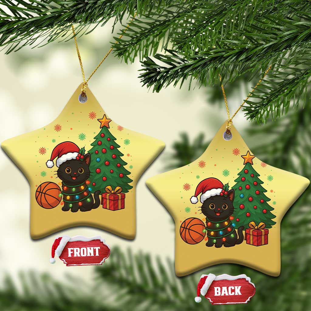 Funny Xmas Black Cat Christmas Ornament Gift For Cat Lover TS12 Star Gold Print Your Wear