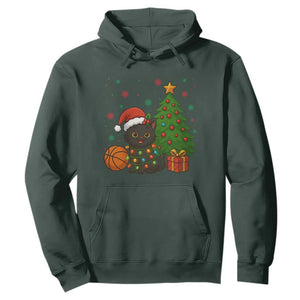 Funny Christmas Black Cat Hoodie Gift For Cat Lover TS12 Dark Forest Green Print Your Wear