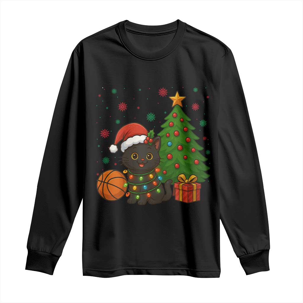 Funny Christmas Black Cat Long Sleeve Shirt Gift For Cat Lover TS12 Black Print Your Wear