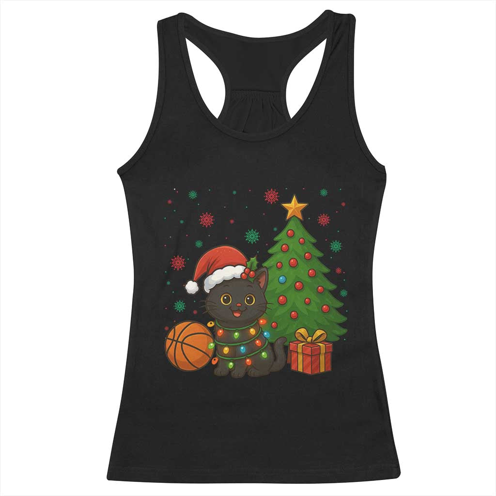 Funny Christmas Black Cat Racerback Tank Top Gift For Cat Lover TS12 Black Print Your Wear