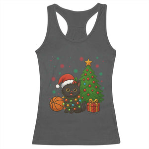Funny Christmas Black Cat Racerback Tank Top Gift For Cat Lover TS12 Dark Heather Print Your Wear