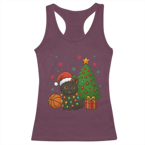 Funny Christmas Black Cat Racerback Tank Top Gift For Cat Lover TS12 Maroon Print Your Wear