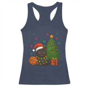 Funny Christmas Black Cat Racerback Tank Top Gift For Cat Lover TS12 Navy Print Your Wear