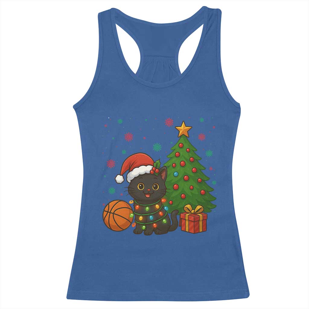 Funny Christmas Black Cat Racerback Tank Top Gift For Cat Lover TS12 Royal Blue Print Your Wear