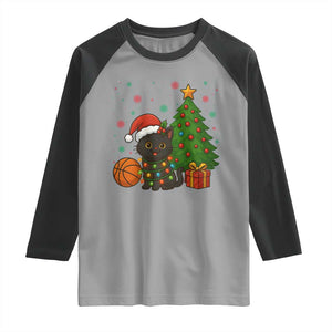 Funny Christmas Black Cat Raglan Shirt Gift For Cat Lover TS12 Sport Gray Black Print Your Wear