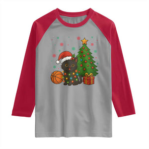 Funny Christmas Black Cat Raglan Shirt Gift For Cat Lover TS12 Sport Gray Red Print Your Wear