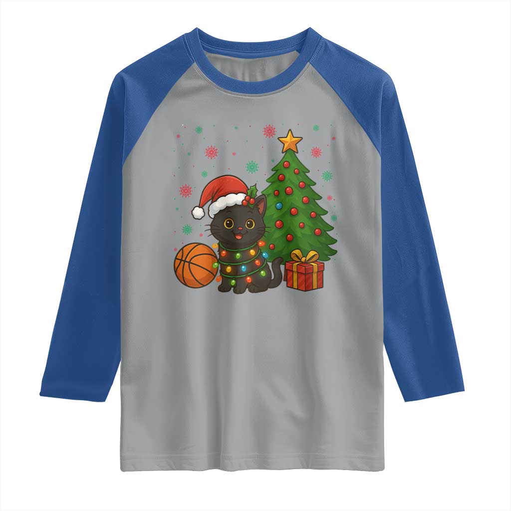 Funny Christmas Black Cat Raglan Shirt Gift For Cat Lover TS12 Sport Gray Royal Print Your Wear