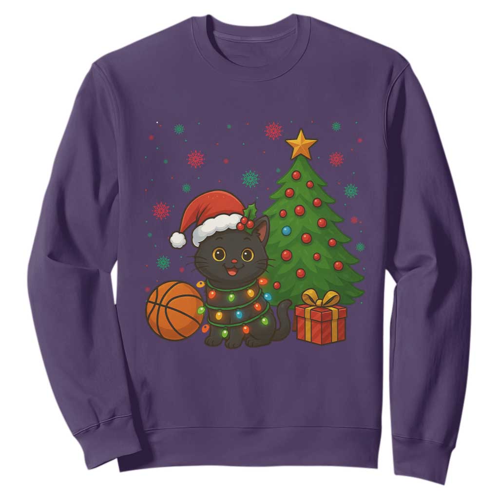 Funny Christmas Black Cat Sweatshirt Gift For Cat Lover TS12 Purple Print Your Wear