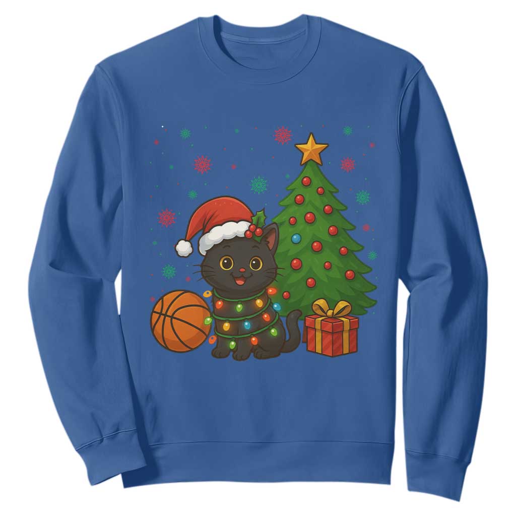 Funny Christmas Black Cat Sweatshirt Gift For Cat Lover TS12 Royal Blue Print Your Wear