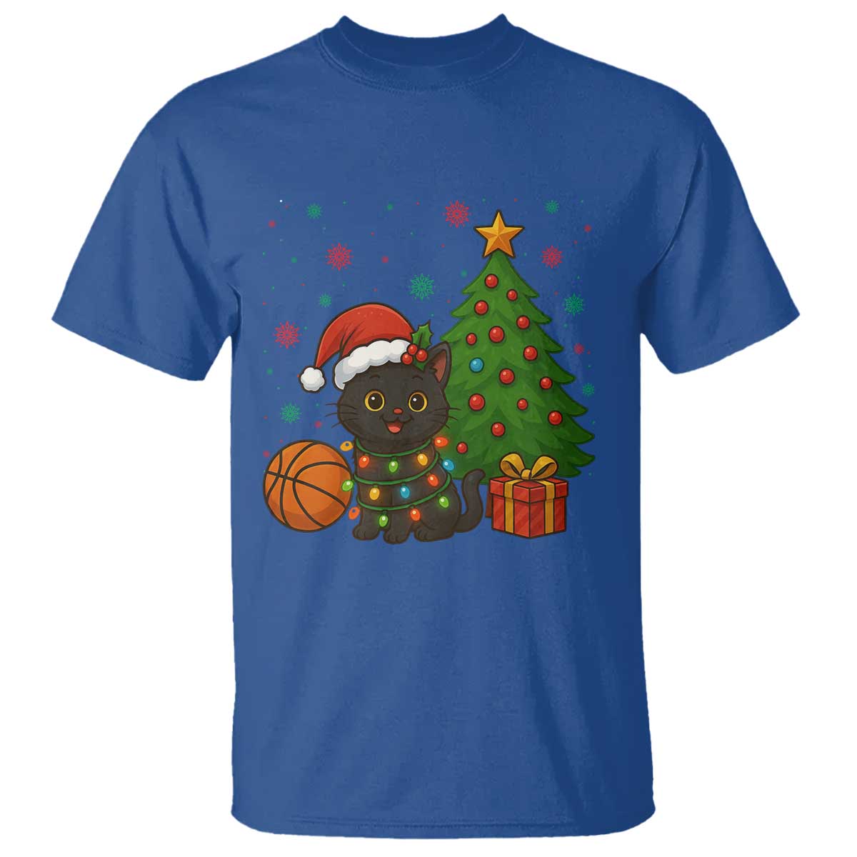 Funny Christmas Black Cat T Shirt Gift For Cat Lover TS12 Royal Blue Print Your Wear