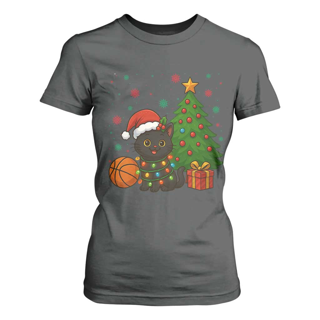 Funny Christmas Black Cat T Shirt For Women Gift For Cat Lover TS12 Dark Heather Print Your Wear