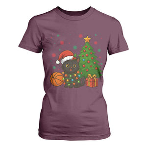 Funny Christmas Black Cat T Shirt For Women Gift For Cat Lover TS12 Maroon Print Your Wear