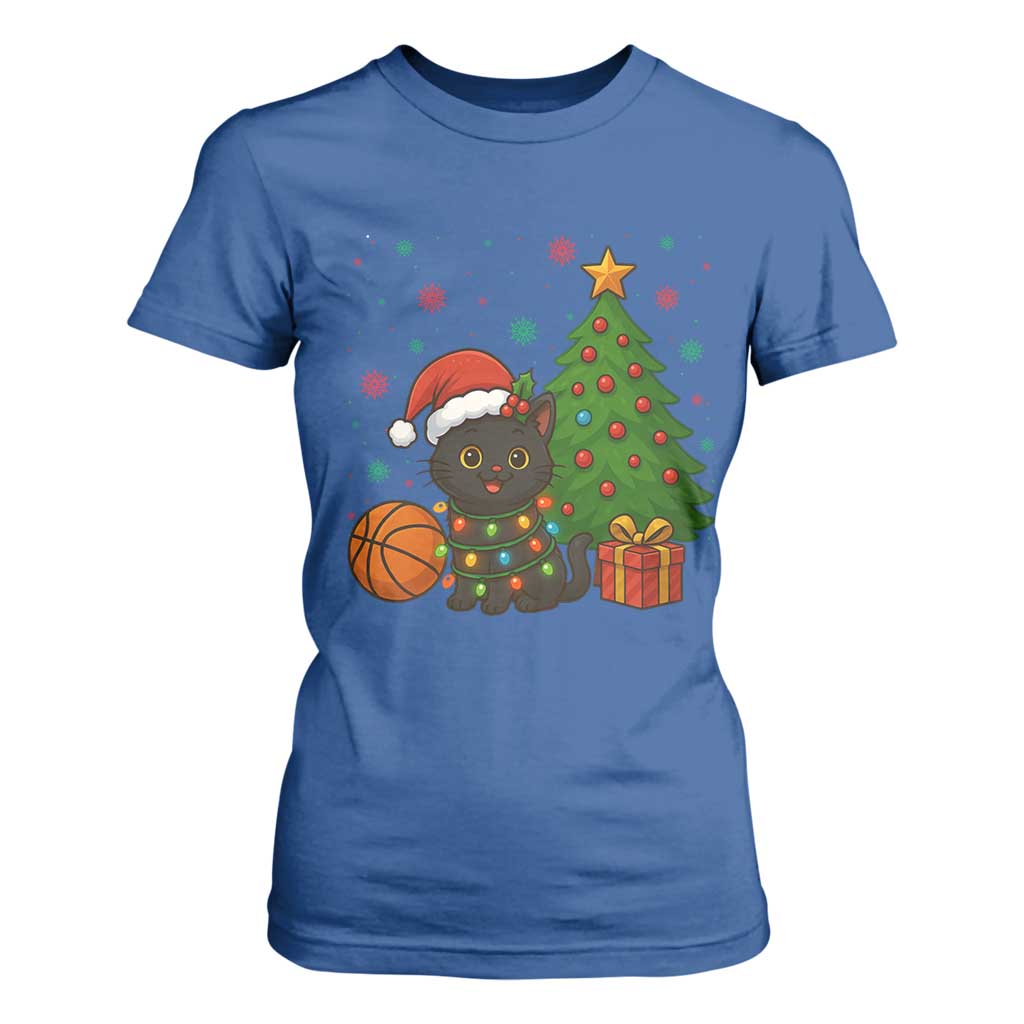Funny Christmas Black Cat T Shirt For Women Gift For Cat Lover TS12 Royal Blue Print Your Wear