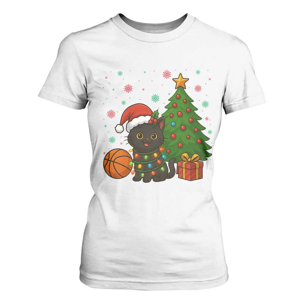 Funny Christmas Black Cat T Shirt For Women Gift For Cat Lover TS12 White Print Your Wear