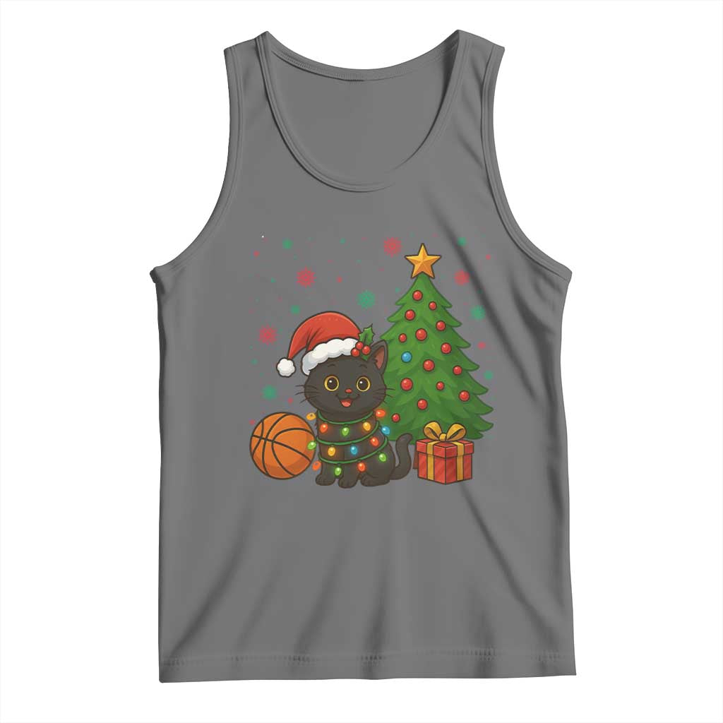 Funny Christmas Black Cat Tank Top Gift For Cat Lover TS12 Black Heather Print Your Wear