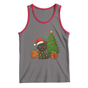 Funny Christmas Black Cat Tank Top Gift For Cat Lover TS12 Deep Heather Red Print Your Wear