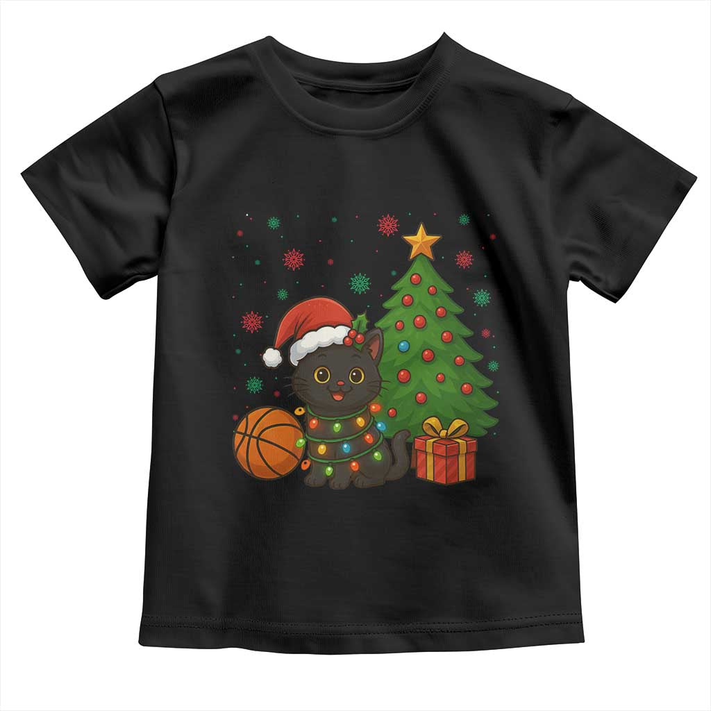 Funny Christmas Black Cat Toddler T Shirt Gift For Cat Lover TS12 Black Print Your Wear