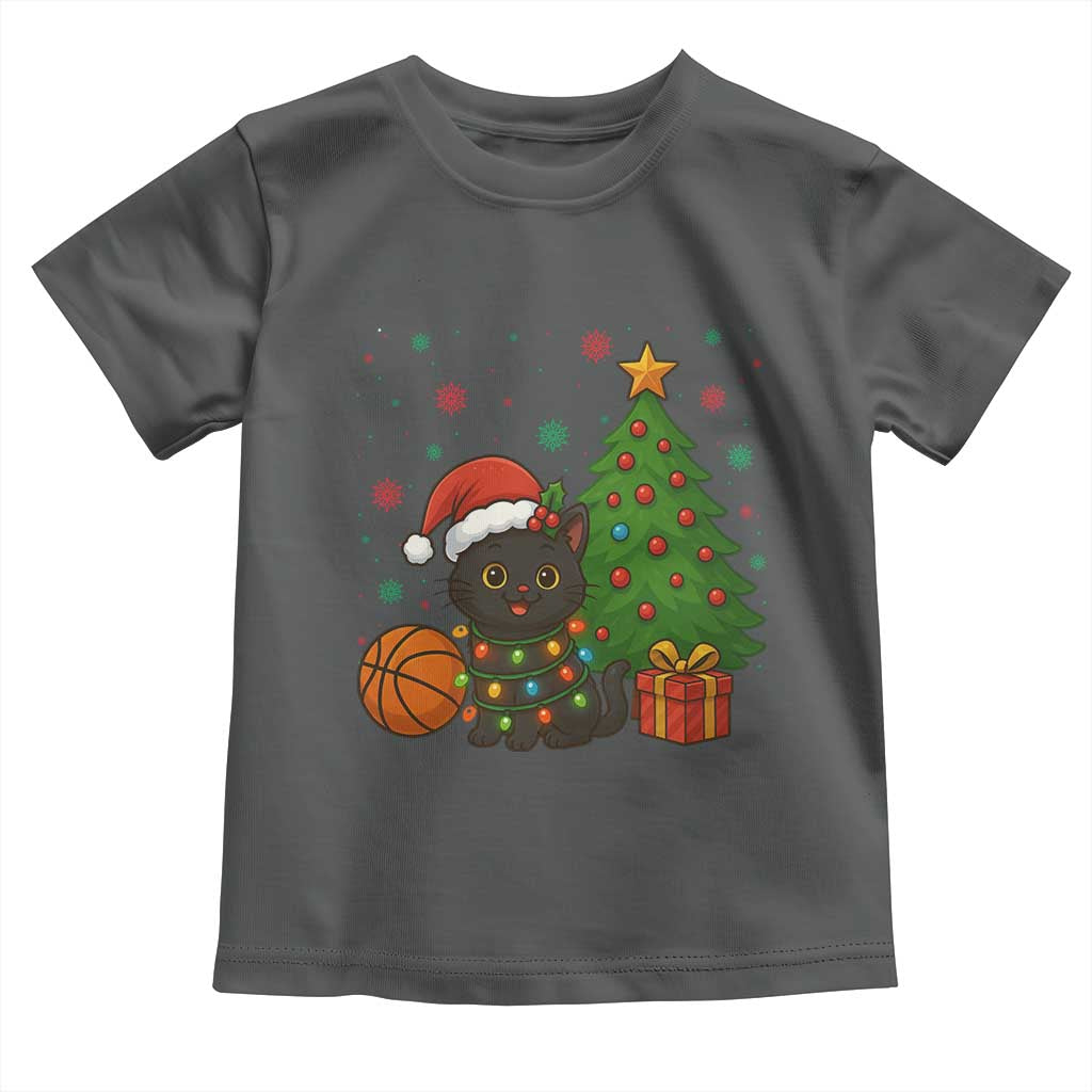 Funny Christmas Black Cat Toddler T Shirt Gift For Cat Lover TS12 Dark Heather Print Your Wear