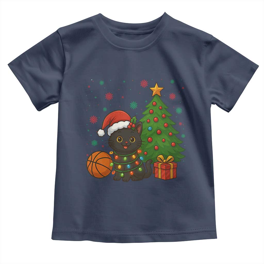 Funny Christmas Black Cat Toddler T Shirt Gift For Cat Lover TS12 Navy Print Your Wear