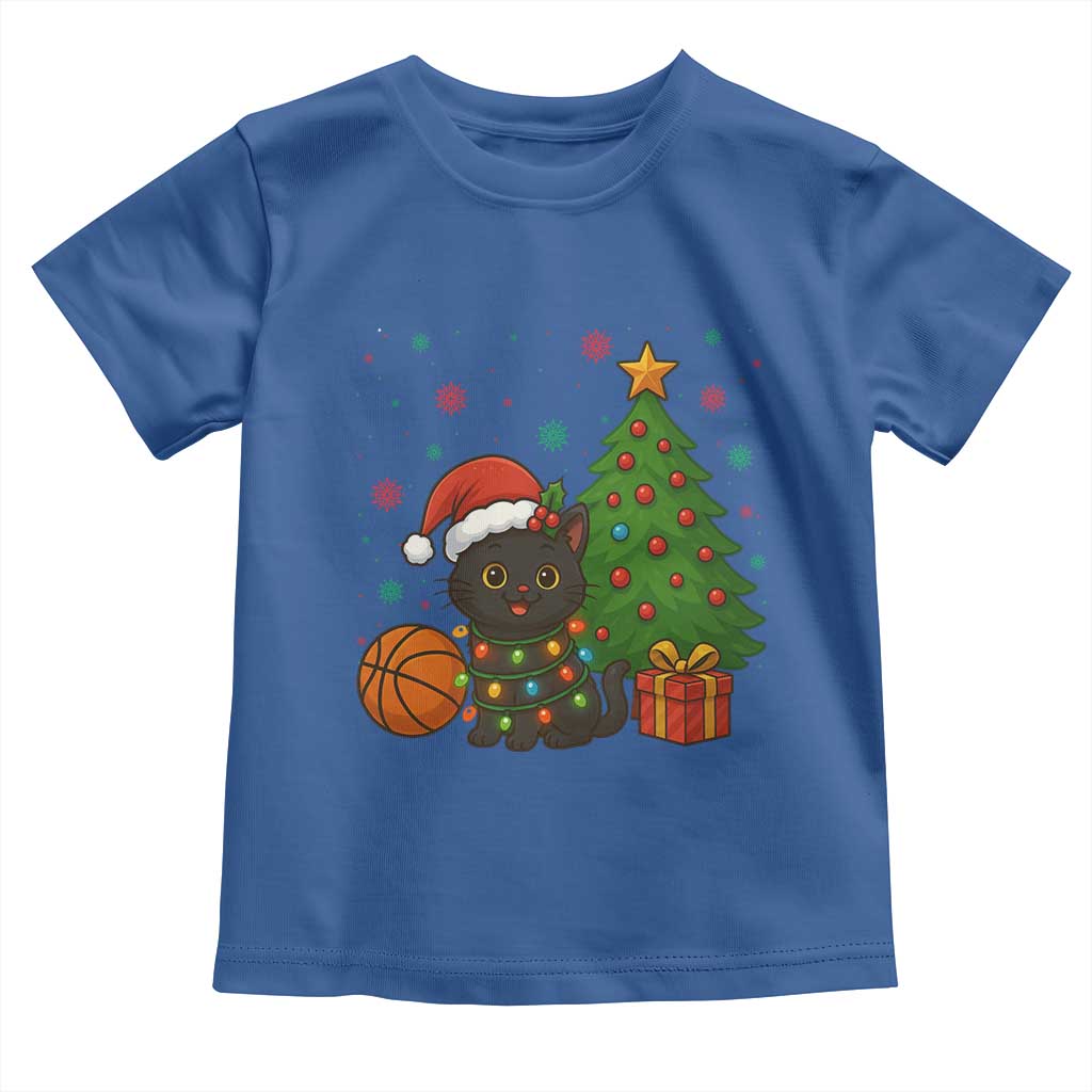 Funny Christmas Black Cat Toddler T Shirt Gift For Cat Lover TS12 Royal Blue Print Your Wear