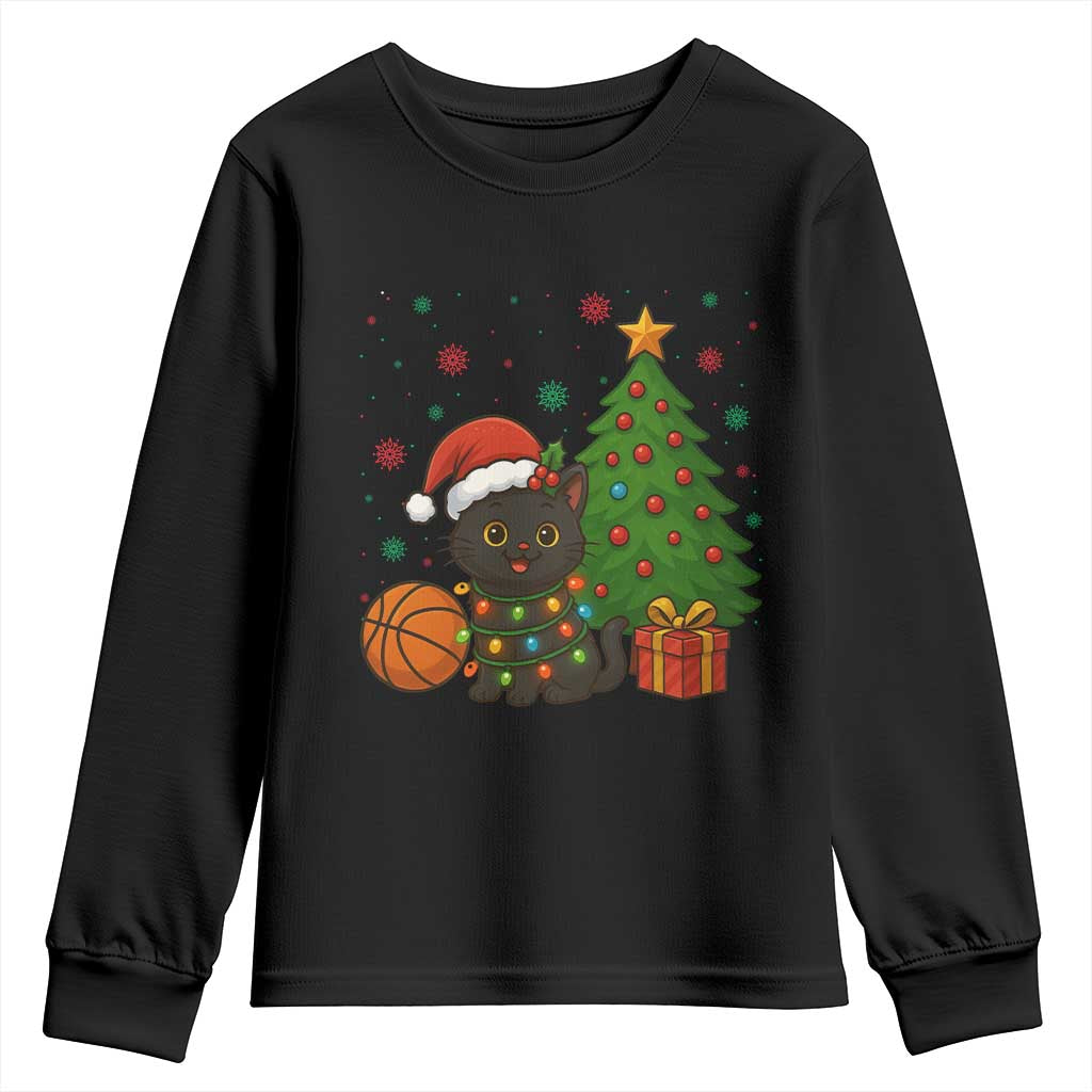 Funny Christmas Black Cat Youth Sweatshirt Gift For Cat Lover TS12 Black Print Your Wear