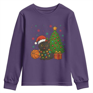 Funny Christmas Black Cat Youth Sweatshirt Gift For Cat Lover TS12 Purple Print Your Wear