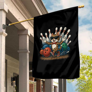 Funny Bowler Gift Garden Flag Bowling Cat With Sunglasses - Print Your Wear