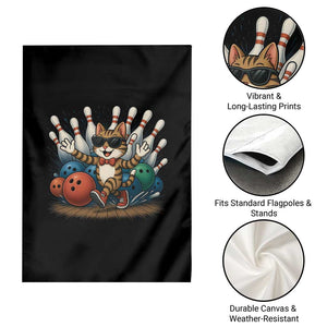 Funny Bowler Gift Garden Flag Bowling Cat With Sunglasses - Print Your Wear