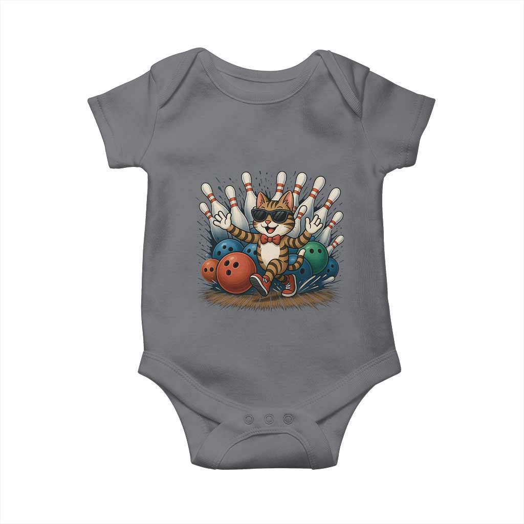 Funny Bowler Gift Baby Onesie Bowling Cat With Sunglasses TS12 Charcoal Print Your Wear