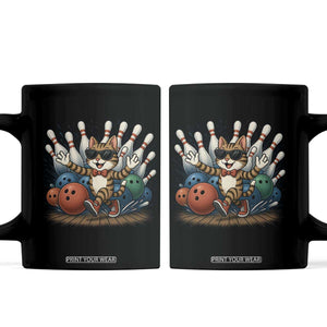 Funny Bowler Gift Coffee Mug Bowling Cat With Sunglasses TS12 Black Print Your Wear