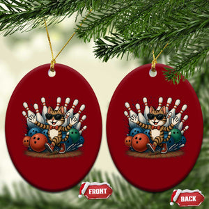 Funny Bowler Gift Ceramic Ornament Bowling Cat With Sunglasses TS12 Print Your Wear