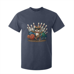Funny Bowler Gift T Shirt For Kid Bowling Cat With Sunglasses TS12 Navy Print Your Wear