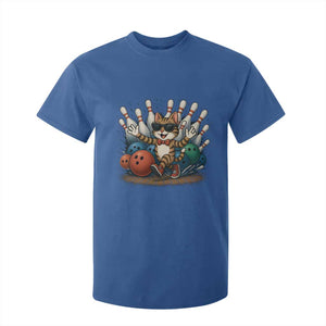 Funny Bowler Gift T Shirt For Kid Bowling Cat With Sunglasses TS12 Royal Blue Print Your Wear
