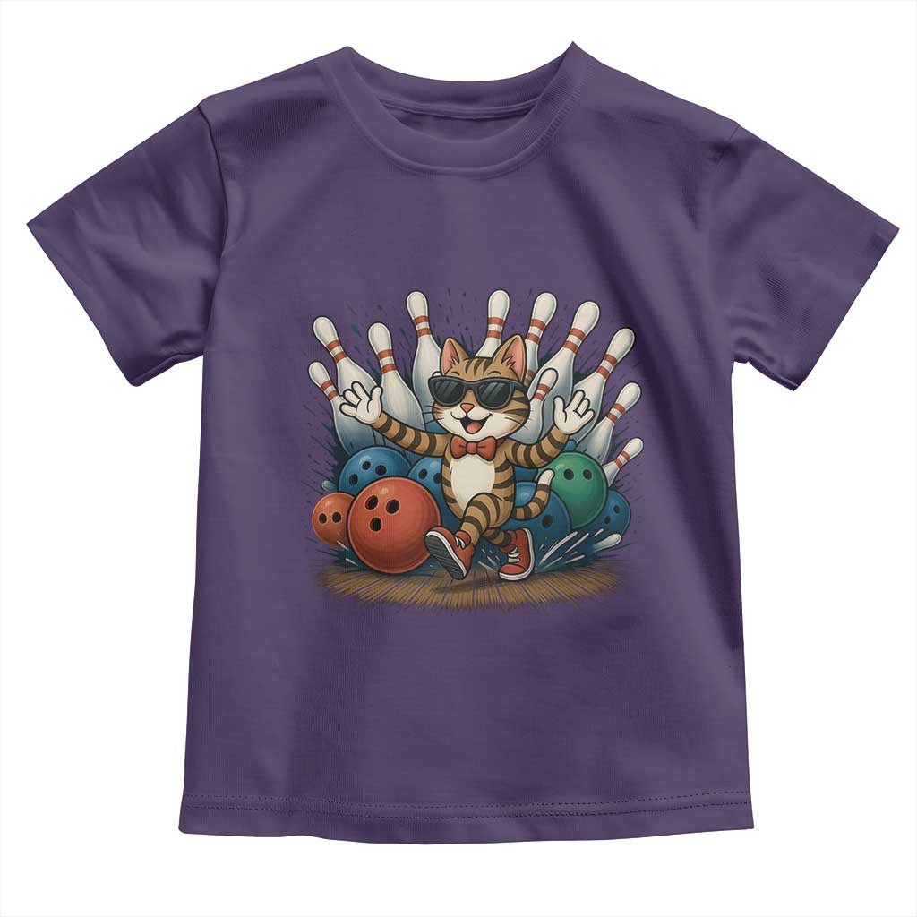 Funny Bowler Gift Toddler T Shirt Bowling Cat With Sunglasses TS12 Purple Print Your Wear