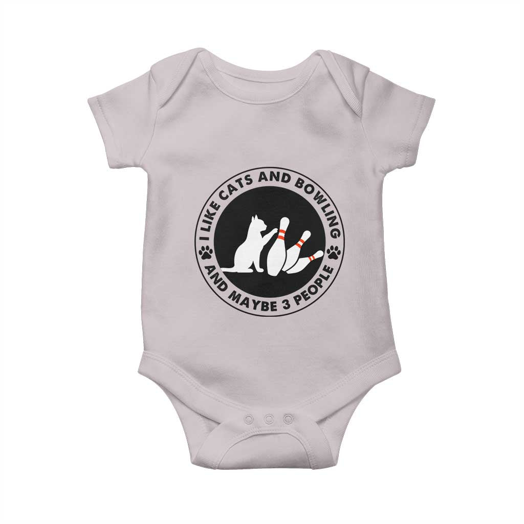 I Like Cats And Bowling And Maybe 3 People Baby Onesie Funny Cat Lovers TS12 Ice Gray Print Your Wear