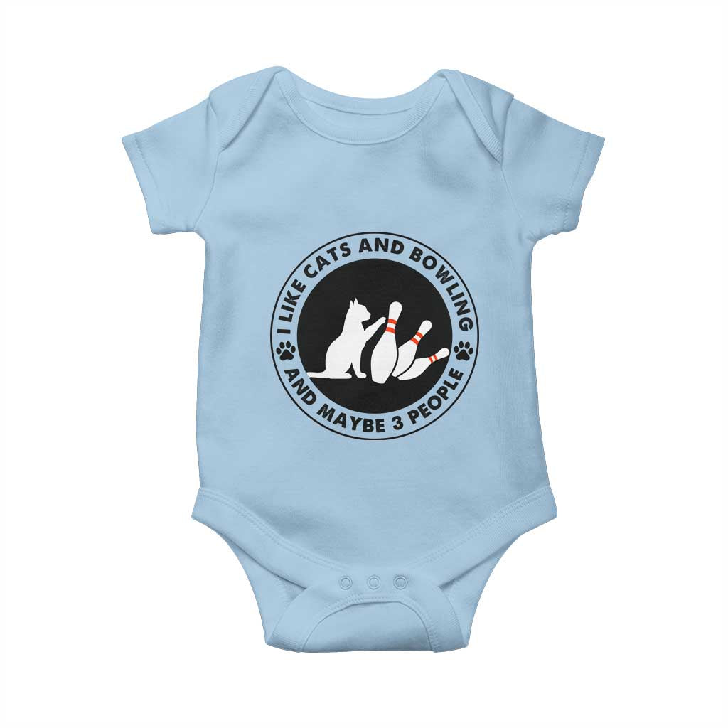 I Like Cats And Bowling And Maybe 3 People Baby Onesie Funny Cat Lovers TS12 Light Blue Print Your Wear