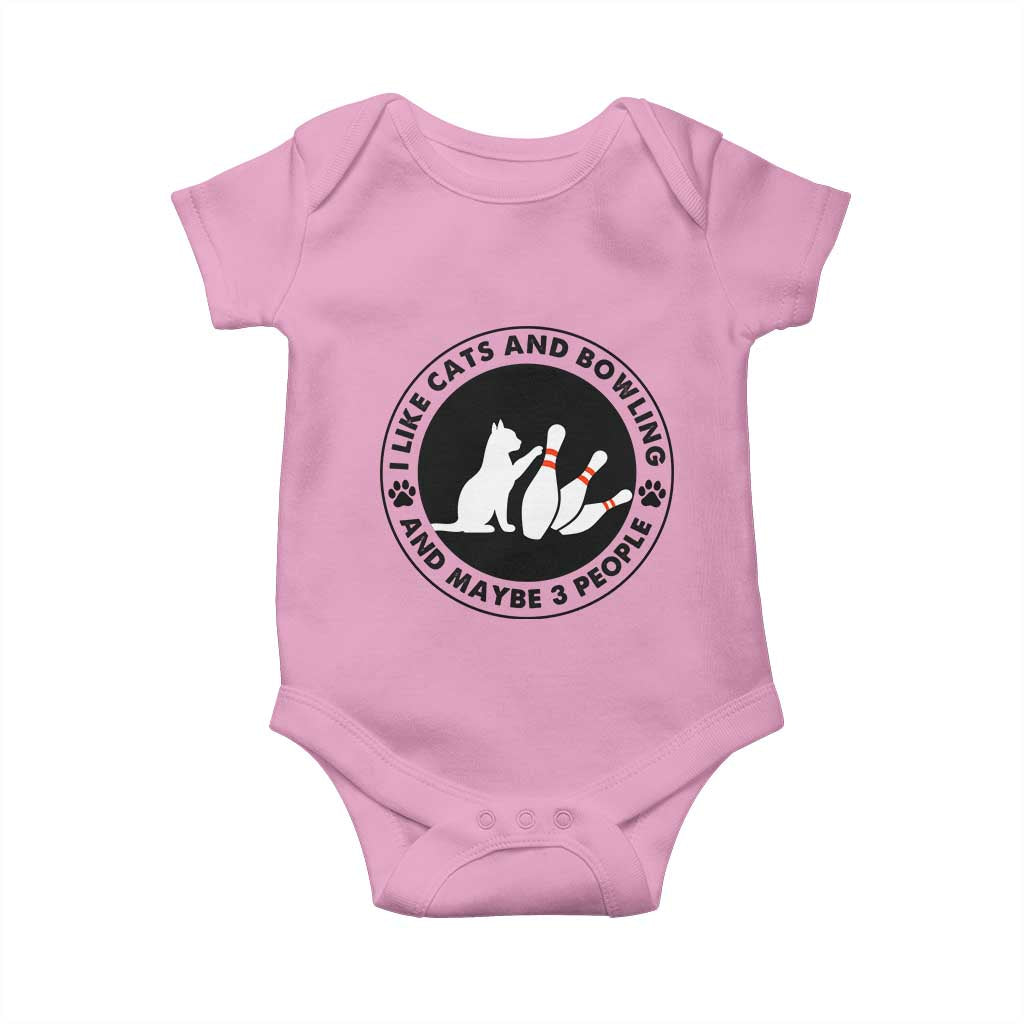 I Like Cats And Bowling And Maybe 3 People Baby Onesie Funny Cat Lovers TS12 Light Pink Print Your Wear
