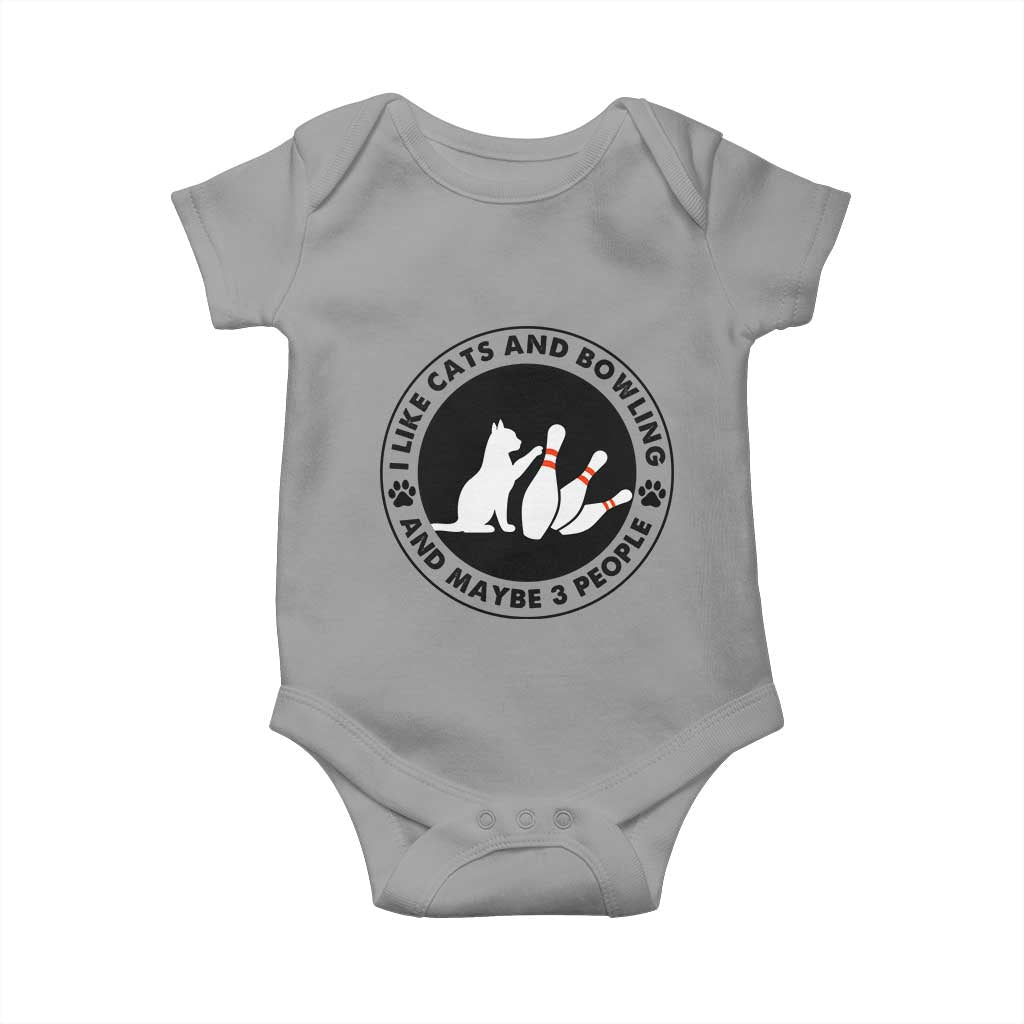I Like Cats And Bowling And Maybe 3 People Baby Onesie Funny Cat Lovers TS12 Sport Gray Print Your Wear
