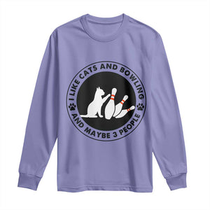 I Like Cats And Bowling And Maybe 3 People Long Sleeve Shirt Funny Cat Lovers TS12 Violet Print Your Wear