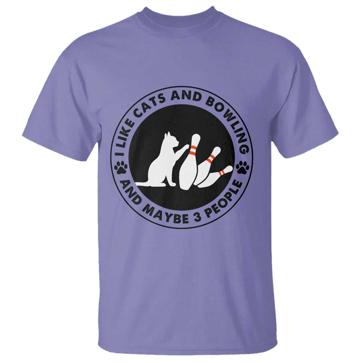 I Like Cats And Bowling And Maybe 3 People T Shirt Funny Cat Lovers TS12 Violet Print Your Wear