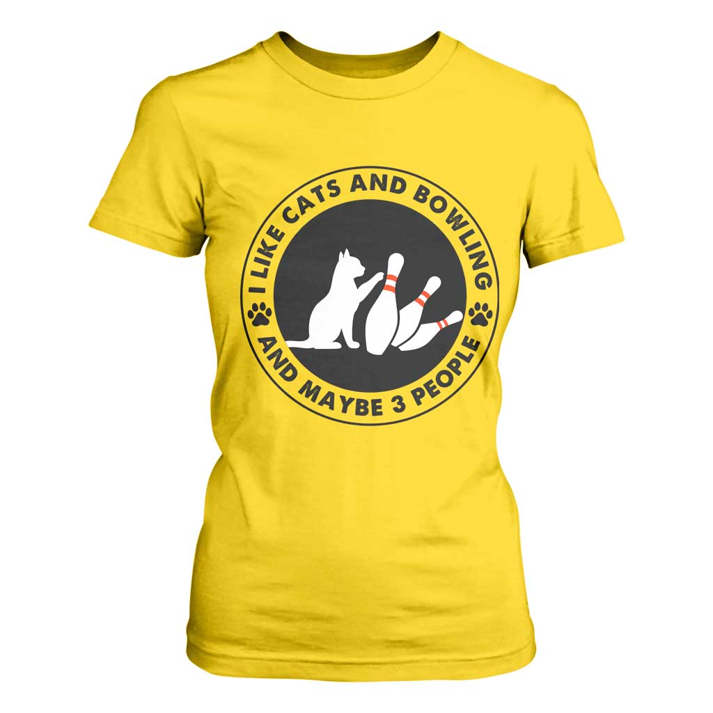 I Like Cats And Bowling And Maybe 3 People T Shirt For Women Funny Cat Lovers TS12 Daisy Print Your Wear