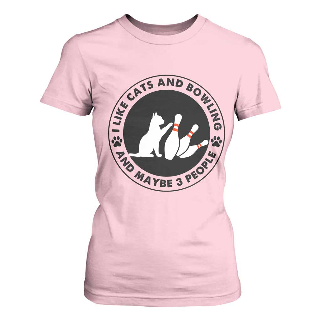 I Like Cats And Bowling And Maybe 3 People T Shirt For Women Funny Cat Lovers TS12 Light Pink Print Your Wear