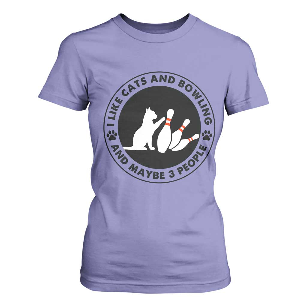 I Like Cats And Bowling And Maybe 3 People T Shirt For Women Funny Cat Lovers TS12 Violet Print Your Wear