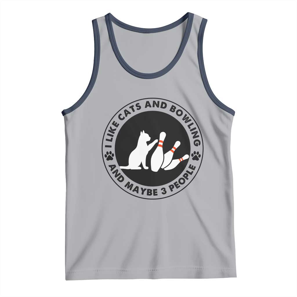 I Like Cats And Bowling And Maybe 3 People Tank Top Funny Cat Lovers TS12 Athletic Heather Navy Print Your Wear
