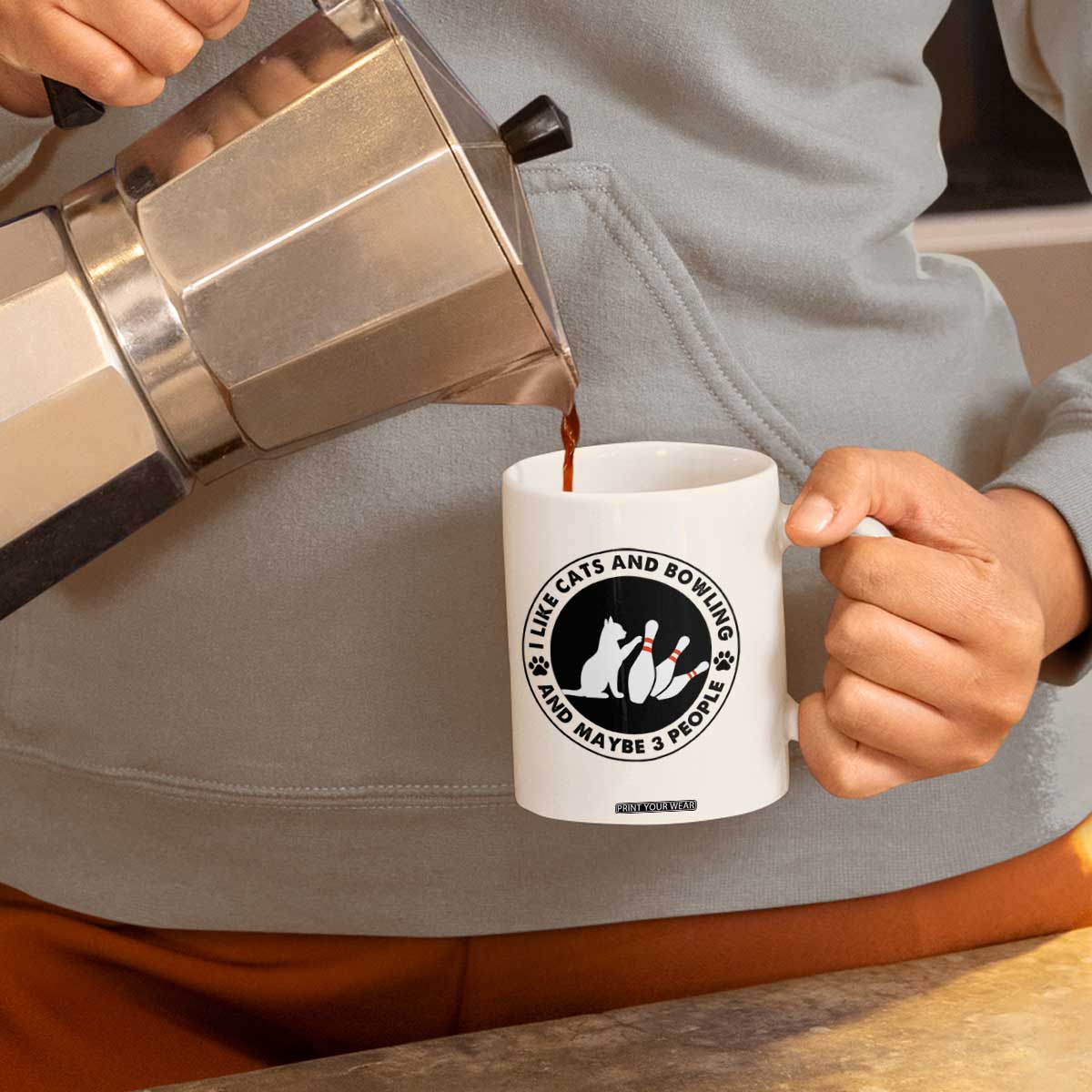I Like Cats And Bowling And Maybe 3 People Coffee Mug Funny Cat Lovers TS12 Print Your Wear