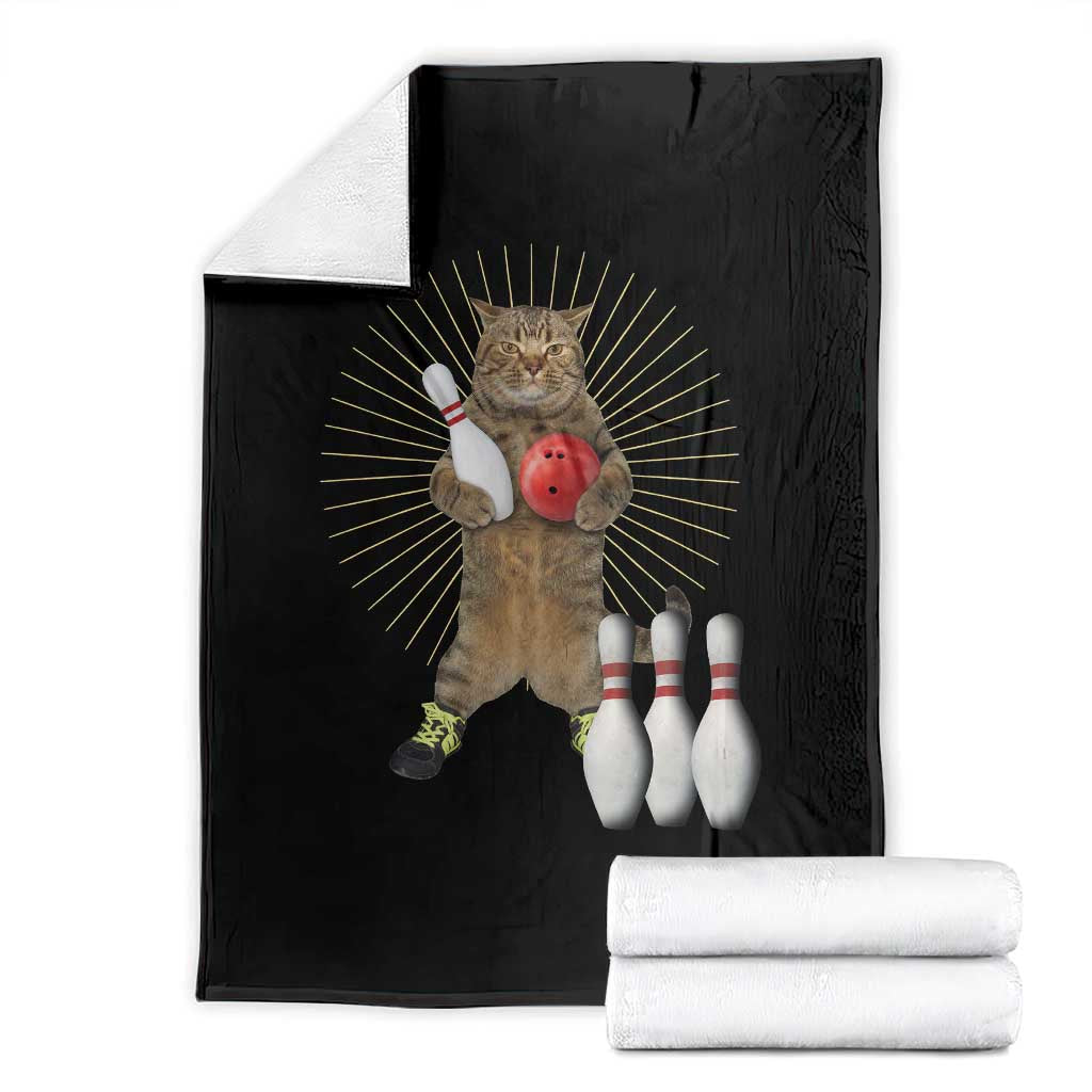 Funny Cat Bowling Meme Throw Blanket Gift For Bowlers TS12 Black Print Your Wear