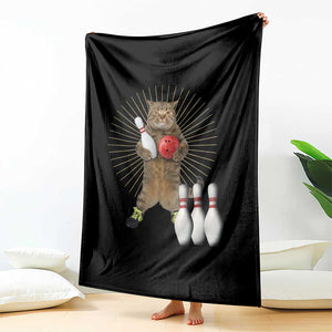 Funny Cat Bowling Meme Throw Blanket Gift For Bowlers - Print Your Wear