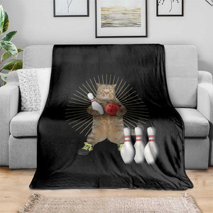 Funny Cat Bowling Meme Throw Blanket Gift For Bowlers - Print Your Wear
