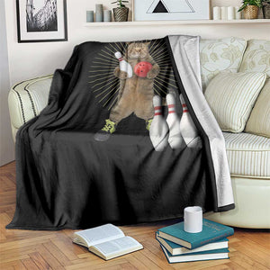 Funny Cat Bowling Meme Throw Blanket Gift For Bowlers - Print Your Wear